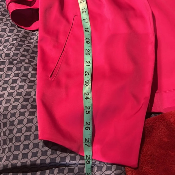RACHEL ZOE Elegant Fuchsia Pink Open Front 3/4  RushGathered Sleeve Blazer Sz L - Picture 9 of 15